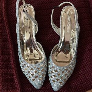 Sparkly silver heels